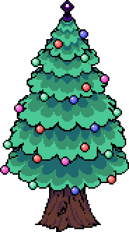 Tree with Christmas themed decorations.